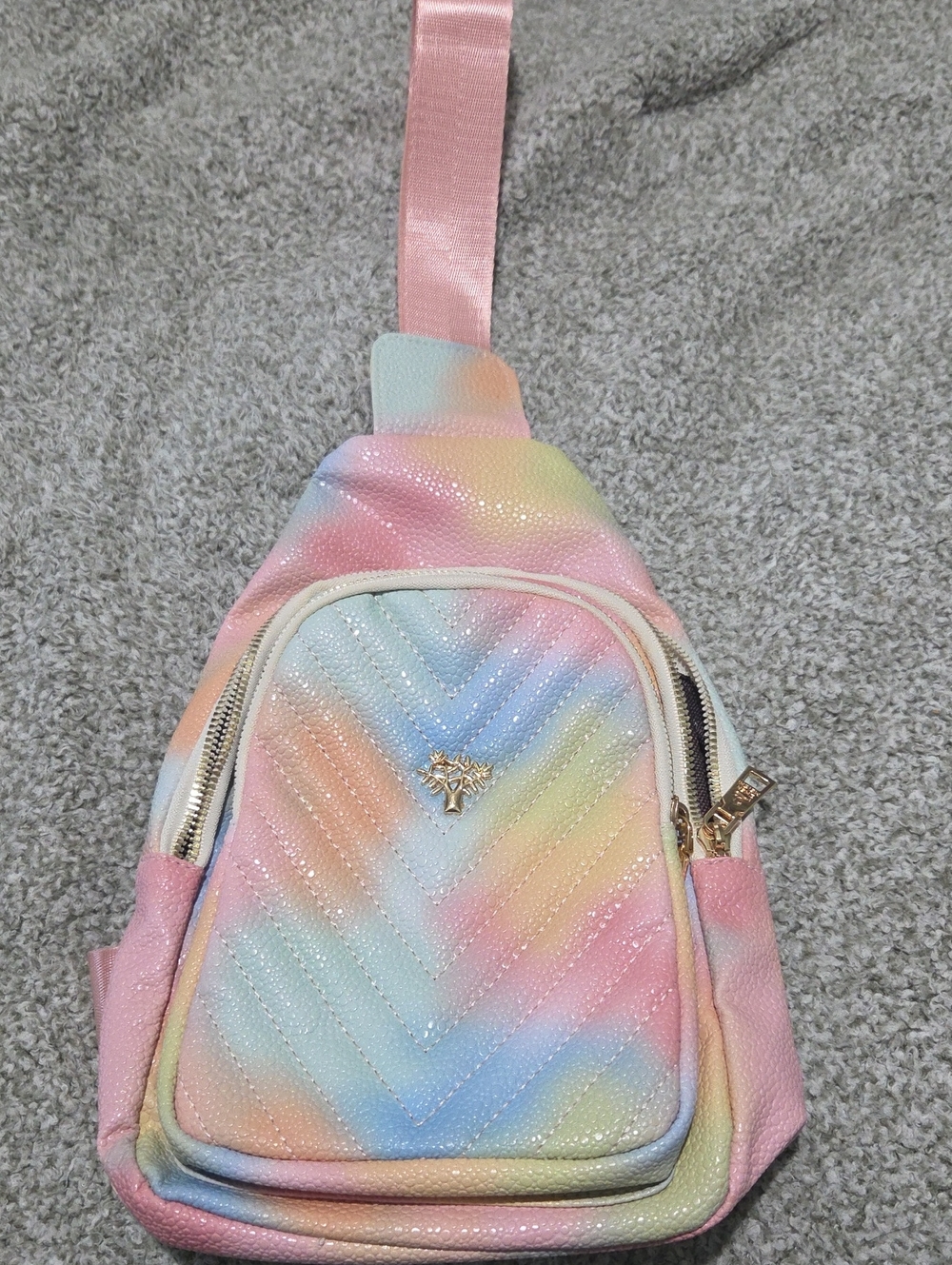 Pastel Rainbow Small Sling Backpack - Pink Multicolor